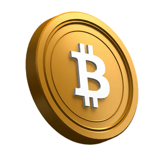 Przechylona moneta Bitcoin BTC pełniąca rolę graficznego akcentu w sekcji głównej